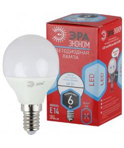 Лампа светодиодная ЭРА ECO LED P45-6W-840-E14 (диод, шар, 6Вт, нейтр, E14)